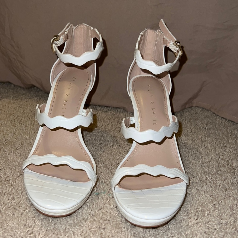 White open toe heels